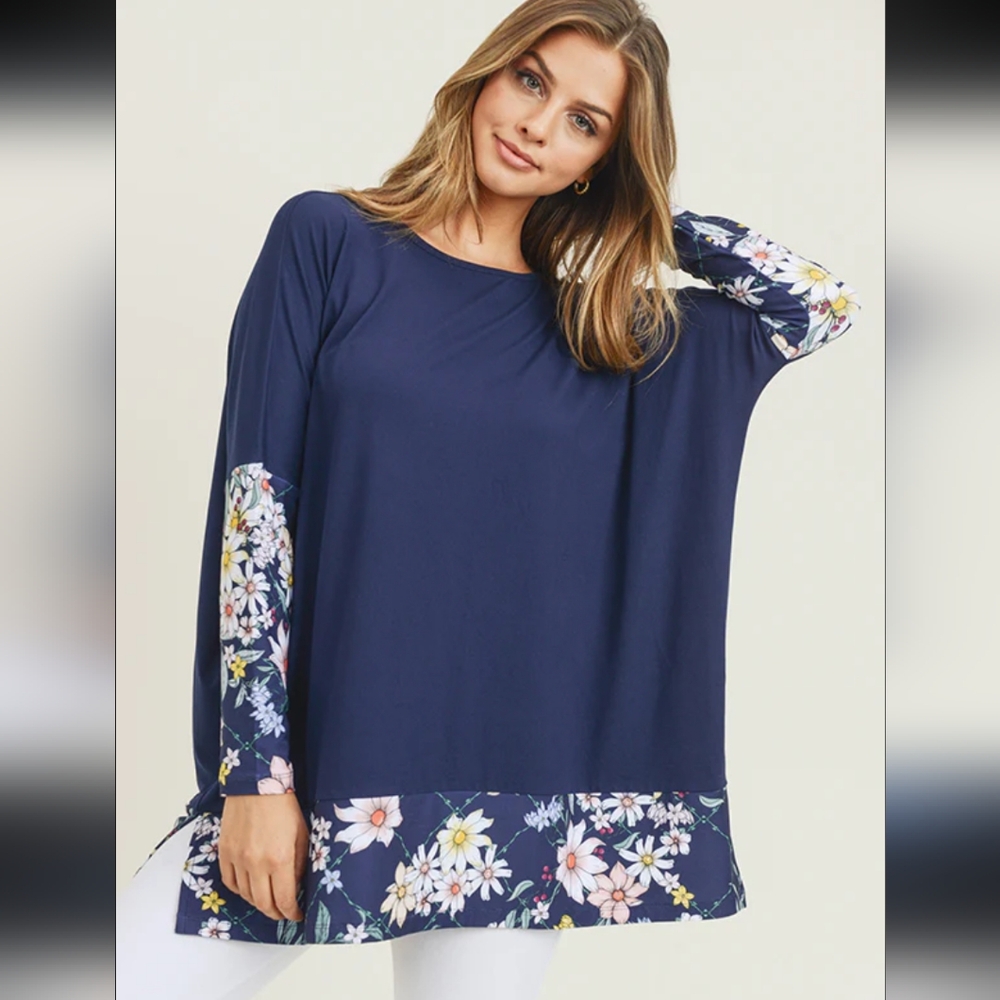 Floral Navy Women's Top